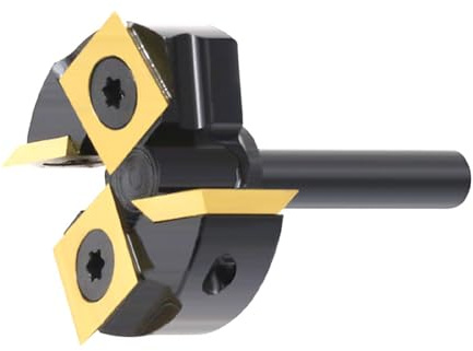 Fafeicy Spoilboard Oberflächenfräser, Ti-beschichteter Legierter Stahl mit 4-Nuten-Design, 1-3/8 Zoll Schnittdurchmesser für CNC-Maschinen und Fräsmaschinen, Ideal für Hartholz und Sperrholz