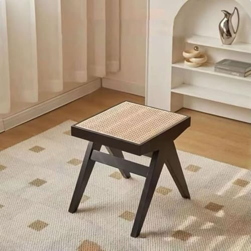 Lange Rattanbank Eingangsbank Atmungsaktive Küchenbank Esszimmerbank Natur Für Esszimmer/Schlafzimmer/Balkon(Vintage Black)