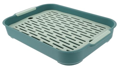 SOLUSTRE Meerschweinchen Katzentoilette aus Pp mit Großem Rechteckigen Aktivitätsraum und Spritzschutz Grüne Kaninchen Trainings Toilette für Hamster und Kleine Haustiere