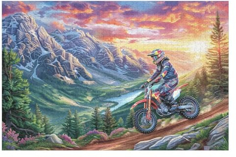 Premium Piloto de Motocross Montaña Moto de Cross Aventura Salvaje Puzzle 1000 Piezas para Adultos Estimulante Divertido Y Cautivador Ideal para Actividades En Casa 1000 PCS（75x50cm）