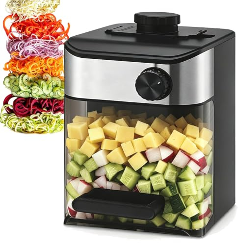 Cortador de Verduras Eléctrico 9-en-1, Picadora de Alimentos de 800W | Máquina Cortadora de Verduras con Recipiente de 1,83L, Procesador de Alimentos Multifunción para Cortar en Cubos Laminar(A)