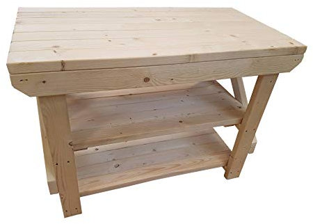 ACORN Wooden Workbench With Double Shelf - Handmade Heavy Duty Work Table - Made From Construction Grade Timber (5ft)
