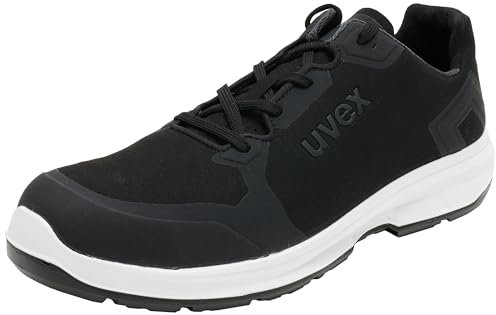 Uvex 1 Sport S3 ESD Sicherheitsschuhe für Herren - Bequeme & Atmungsaktive Arbeitsschuhe für Männer - Leichte & Ergonomische Halbschuhe Velours ,Schwarz,45 EU