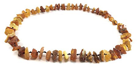 Bernsteinkette für Hunde aus Roh Baltischer Bernstein | Zeckenhalsband | Bernstein Gegen Zecken | Zecken und Flohschutz Halsband (45-50 cm)