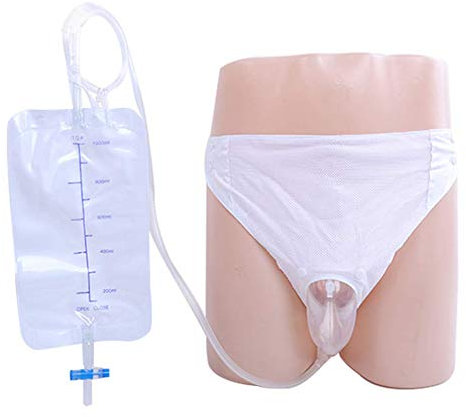 1.000 ml de orina masculina reutilizable bolsa, masculino Urinario de orina del colector de silicona adultos hombre Pee Bolsa del orinal con orina catéter Bolsas portátiles para uso al aire libre