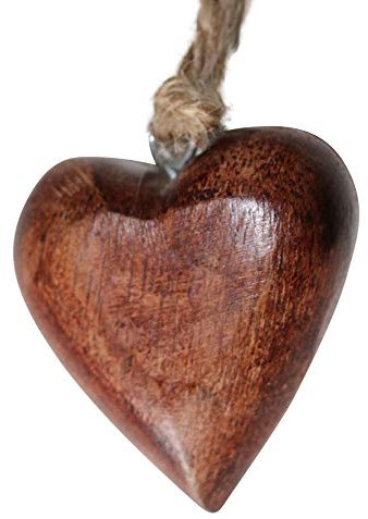 3 STK Herzen BRAUN 5cm Mangoholz Handschmeichler Dunkelbraun Holzherzen Anhänger Gastgeschenke Hochzeitsdeko Dekoherzen