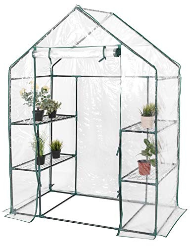 GOPLUS Foliengewächshaus, Treibhaus mit PV-Folie, Gewächshaus Walk-in Design, Tomatenhaus für Blumen & Pflanzen, 147 x 73 x 195 cm ( PVC-Folie)