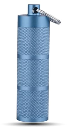 Imentha Wasserdichter Schlüsselanhänger Pillenhalter – 3 Fächer, blau | Eloxiertes Aluminium mit Schlüsselanhänger. 3 abnehmbare Schichten Rostfreier EDC-Pillenbehälter im Taschenformat