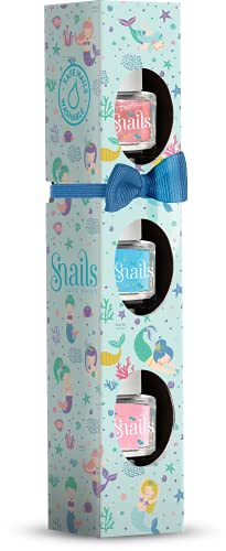 Snails 510737, Kinder Nagellack Geschenkset, Mini Meerjungfrau 3x7ml, auf Wasserbasis, abwaschbar, unbedenklich, vegan