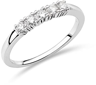 MIORE Diamant Ring Damen aus 9 Karat Weißgold 375 mit natürliche Diamanten 0,25 kt echtes Gold Verlobungsring Damen mit Schmuckkästchen