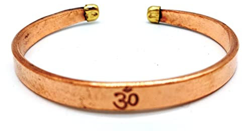 AB India Crafts Handgefertigtes Kupfer Armband Mantra Om Aum Symbol mit Schmuckbeutel