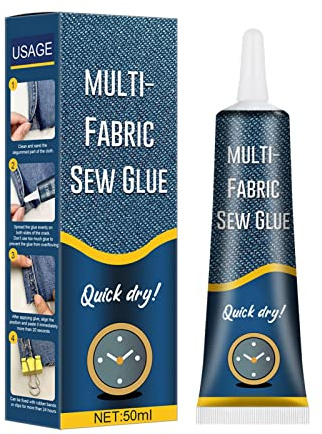 Colle à , Colle Textile pour Plusieurs Tissus, Colle à séchage Rapide, Solution de Couture idéale pour Les Tissus Denim, Coton, Lin, 50 ML, étanche, Picots antidérapants pour Cuir Liquide