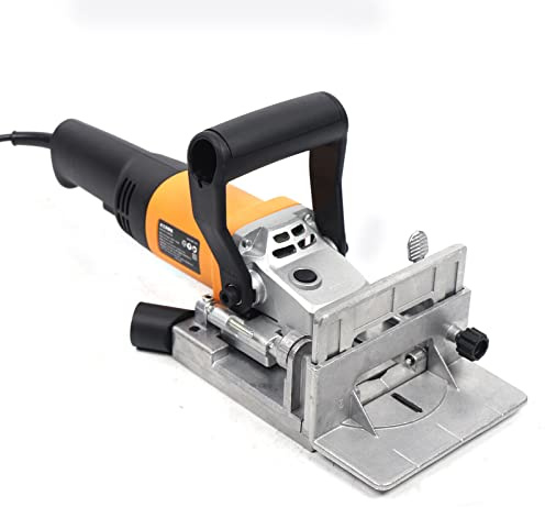 RibasuBB Flachdübelfräse Lamellenfräse Nutfräse Dübelfräse 760W Elektrischer Flachdübelfräse, 220V Lamellendübelfräse Einstellbarer 0-90 ° Holzfräse Fugenfräse