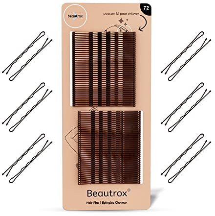 Beautrox Epingle Cheveux Femme ou Filles – 72 Pièces Marron, 5.5cm Pince Cheveux – Barrette Cheveux Femme en Acier – Adapté à toutes Longueurs et Épaisseurs de Cheveux
