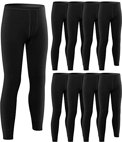 Hicarer 8 Pack Men's Long Underwear Thermal Johns Pants for Men Heated Soft Leggings Base Layer for Cold Weather(X-Large,Black)