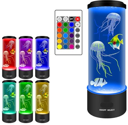 ALEENFOON Quallenlampe LED Fantasy Runde echte Quallen Aquariumlampe Jellyfish Stimmungslampe für Die Dekoration USB Farbe Nachtdekoration