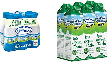 Central Lechera Asturiana Leche Semidesnatada, 6 x 1,5L & Leche Desnatada, 6 x 1L