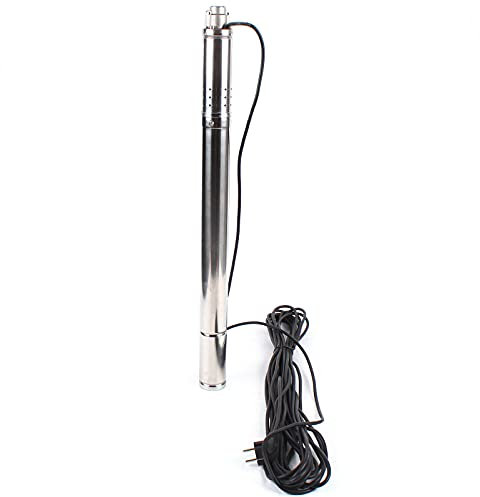 2 Zoll Tiefbrunnenpumpe, Edelstahl Unterwasser Tauchpumpe 370w 1000 L/h Brunnenpumpe Rohrpumpe 55m Sandverträglich für Bauernhof Campingwagen-Wasserversorgung