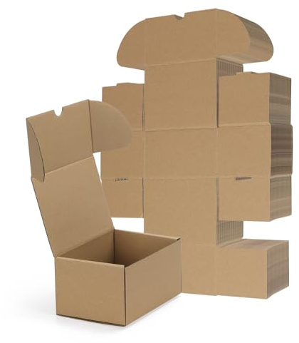 RLAVBL 6x4x3 Small Shipping Boxes Set of 40, Brown Corrugated Cardboard Mailer Box for Packing, Mailing, Business