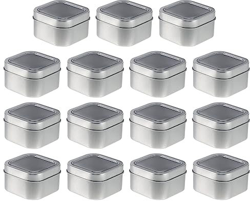 Luxshiny Boîtes Métalliques Carrées De 15 Pièces Avec Fenêtre Boîte De Thé En Feuilles Mobiles Récipient De Stockage En Étain De Café Vide Pour Thé Café Sucre Candi