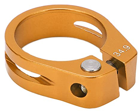 Tissting Fahrrad Sattelklemme 34,9mm Aluminiumlegierung Mountainbike Sattelkloben Verriegelbare Fahrradsattel Halterung Schnellspanner Sattelstütze Klemmring Ersatz Zubehör für MTB Rennrad(Gold)