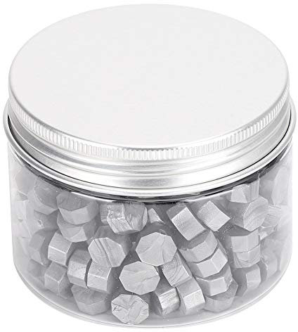 QANYEGN Siegelwachs-Achteck-Anzug, Siegelwachsperlen, Wachssiegelperlen Zur Verschönerung von Hochzeitseinladungen, Umschlägen(Silber)