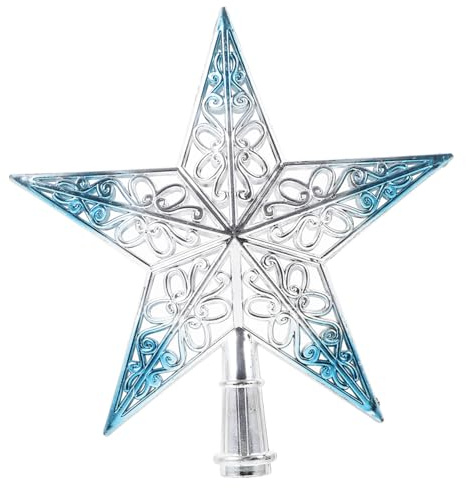 VALICLUD Déco Extérieur Décoration De Chapeau Haut De Sapin De Noël Ornements De d'arbre De Noël Bleu Argenté Décoration De Sommet d'arbre De 20X20 Cm Ornement
