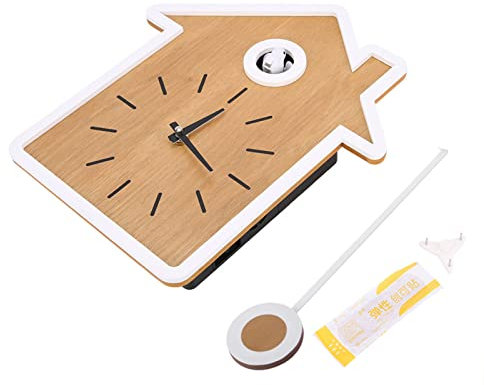 Natudeco Wanduhr Schaukeluhr Wanduhr Kuckucksuhr Reportageuhr Moderner nordischer Stil für Zuhause Büro Schlafzimmer Wohnzimmer (Weiß)