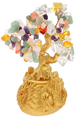 Zerodeko Künstlicher Glücksbaum Feng Shui mit Goldener Farbe aus Kunstharz Symbolisiert Geld und Reichtum Tischdekoration für Zuhause und Büro