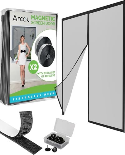 ARCOL Moustiquaire Fenêtre Magnétique 75x150 cm cm en Fibre de Verre – Stop Moustiques en 3 min, Maille Ultra-Fine, Fermeture Auto Aimants & Lest, Bande Auto-Agrippante Large (Noir)