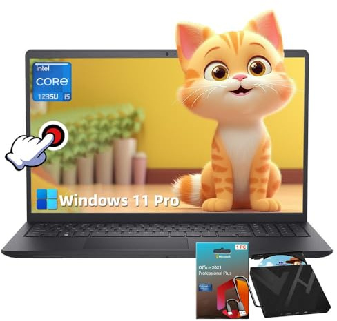 Dell Notebook aziendale Inspiron 15 3520 - Touch screen FHD da 15,6, Intel 10-Core i5-1235U, 16 GB di RAM, SSD da 1 TB, grafica Intel UHD, webcam, WiFi, Win 11 Pro, licenza a vita per ufficio 2021