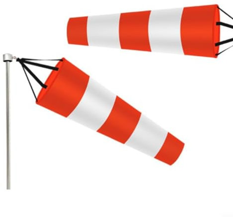 EpheyFIF 1 x Flughafen-Windsack, rot + weiß, Windsack, Rip-Stop, wasserdicht, Oxford-Stoff, Windmessung, Sockentasche für Outdoor, Flughafen, Bauernhof, Park (100 cm)