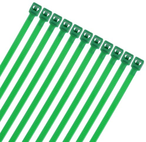M METERXITY 100-Pack Green Cable Zip Ties, 10 Inch Self-Locking Garden Nylon Wire Ties for Indoor Outdoor Use/Plants/Decor/Cables Manage, 40 Lbs Plastic Tie Straps [3.6mm, Green]