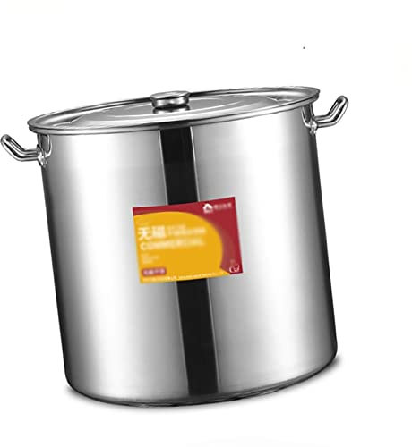 Generic Suppentopf mit Deckel, 30L, Silber, Edelstahl 304, Unbeschichtet, für 60 Personen, inkl. Deckel und Griffe