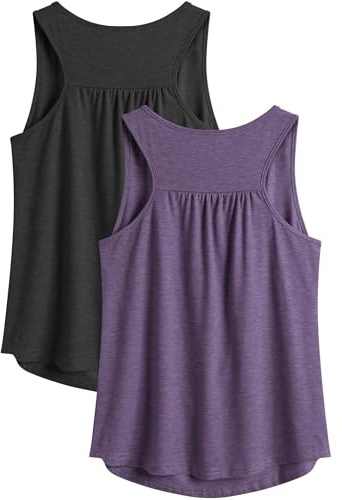 PINSPARK Sport Tank Top Damen Racerback Ärmelloses Leichte Yoga 1/2er Pack | Atmungsaktiv Weich Sporttop, Rundhalsausschnitt Locker, Pilates Fitness Gym Training Joggen Freizeit