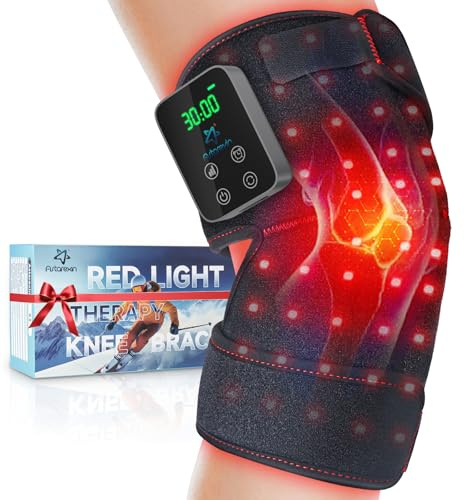 Rotlichttherapie Kniebandage Kabellos Wiederaufladbar mit Puls- & Heizmodi, 660nm & 850nm Nahinfrarot Licht für Knie, Ellbogen & Schultern Ideal für Ältere & Sportler