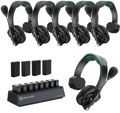 Hollyland Solidcom SE PRO 4-User ENC Noise Cancellation Wireless Intercom Headset System with 1312ft range and 3.5mm single ear headset, Ideal for movie shoots and live shows (1.9GHz Version)