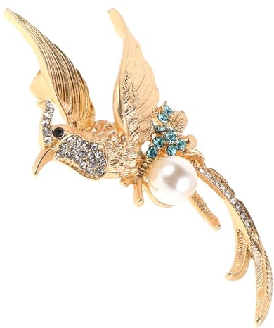 COLLBATH Broche Oiseau Élégant en Alliage de Zinc Or, Bijou Résistant la Décoloration et Brillant, pour Mariages et Sorties