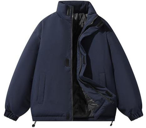 ZEMALON Jacke Herren Slim Fit Mode Trend Langarm Jacke Herren Klassisch All-Match Casual Outdoorjacke Herren Plus Fleece Komfortabel Warm Kältejacke Herren D-Dark Blue 5XL
