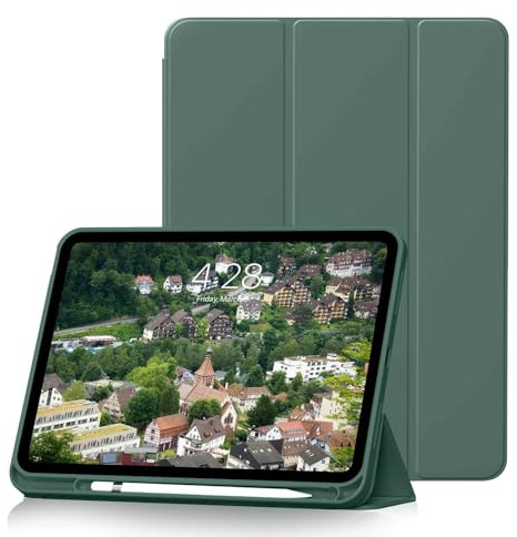 HMTDIYOU Hülle für iPad 11. Generation A16/iPad 10. Generation, Grün | Schutzhülle mit Stifthalter, Automatisches Schlafen/Aufwachen, Weiche Silikon Hülle für 2025 A16 11 Zoll/2022 10,9 Zoll iPad