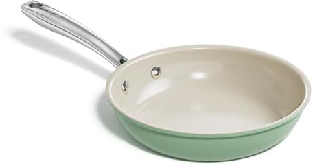 Redchef Ceramic Non Stick Egg Pans, Nonstick Frying Pan Skillet, 8 inch Cooking Pan Non Toxic with Stay Cool Handle for Induction, PTFE & PFAS & PFOA Free, Dishwasher/Oven Safe (Green)