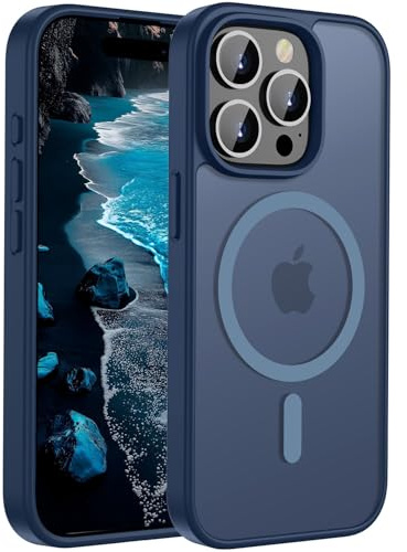 ORDA Magnetic Case for iPhone 15 Pro Case Compatible with MagSafe,for iphone 15 pro phone case Translucent Matte Back Slim,Military Grade Drop Proof Hard Back Protective Cover 6.1-Deep Blue