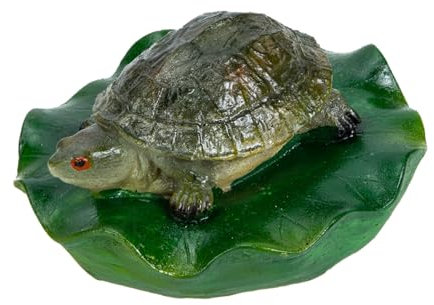 HIAKDOFT Schwimmende Teichdekoration Schildkröte Aus Harz Grün Lotusblatt Schildkrötenfigur Für Garten Pool Innenhof Wetterfestes Schwimmendes Ornament Mit Realistischer Gestaltung