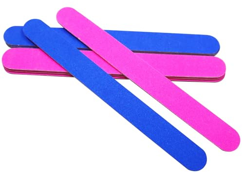 Nail Files, 8 Pcs Professional Nail Files 100/180 Grit Nails File Wooden Double Sided Nails File for Natural and Acrylic Fingernail Buffer Block Manicure Tools Pet Grooming Tools - Blue, Red