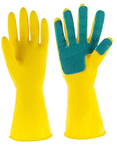 PartyKindom Nitrile Kitchen Gloves Latex Dishwashing Gloves Scouring Pad for Housework Cleaning Style