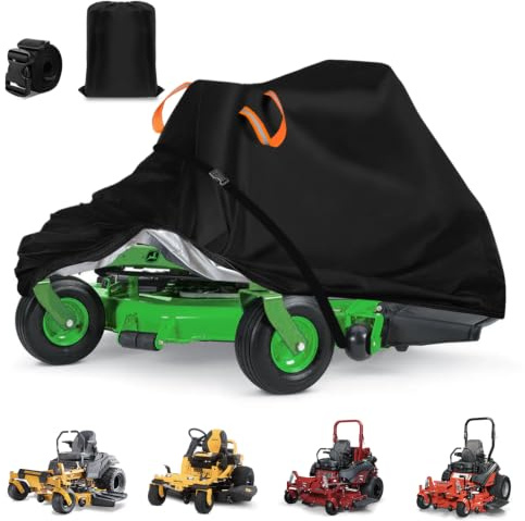 Zero Turn Mower Cover 62Decks,420D Heavy Duty Oxford Cloth,Buckle Straps | 420D 0-Turn Lawnmower Covers Waterproof Outdoor,Tear-Resistant,Anti-UV,Windproof,Reflective Handle Drawstring,83Lx62Wx50H