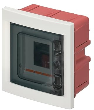 Centralino bianco IP40, 4 moduli, 154x160x80mm, quadro elettrico da incasso, sportello fume' trasparente, per interno, tappi per moduli non utilizzati inclusi, barra DIN estraibile e regolabile