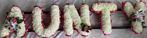 Customizable Funeral Flowers - Personalized Artificial Silk Flowers for Graves & Funerals | Lasting Remembrance with Any 5 Letters, NANNY UNCLE AUNTY MUMMY