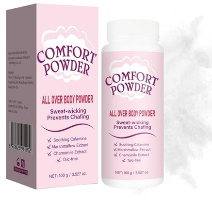 Comfort Powder, Körperpuder, Komfort Dry & Fresh Puder, Schweißabsorption, Reibungsprävention, Geruchs kontrolle, Schutz für empfindliche Haut, langanhaltende Frische, Gerüche reduzieren (1)