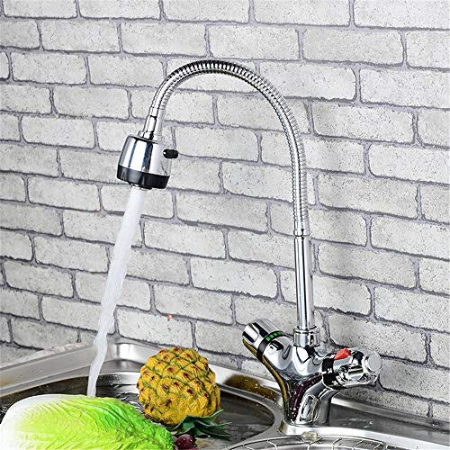 GLDYTVF Mixer Tap Thermal Thermostat Faucet Kitchen Faucet Full Copper Basin Faucet 360 Degree Rotation Maxer Tap